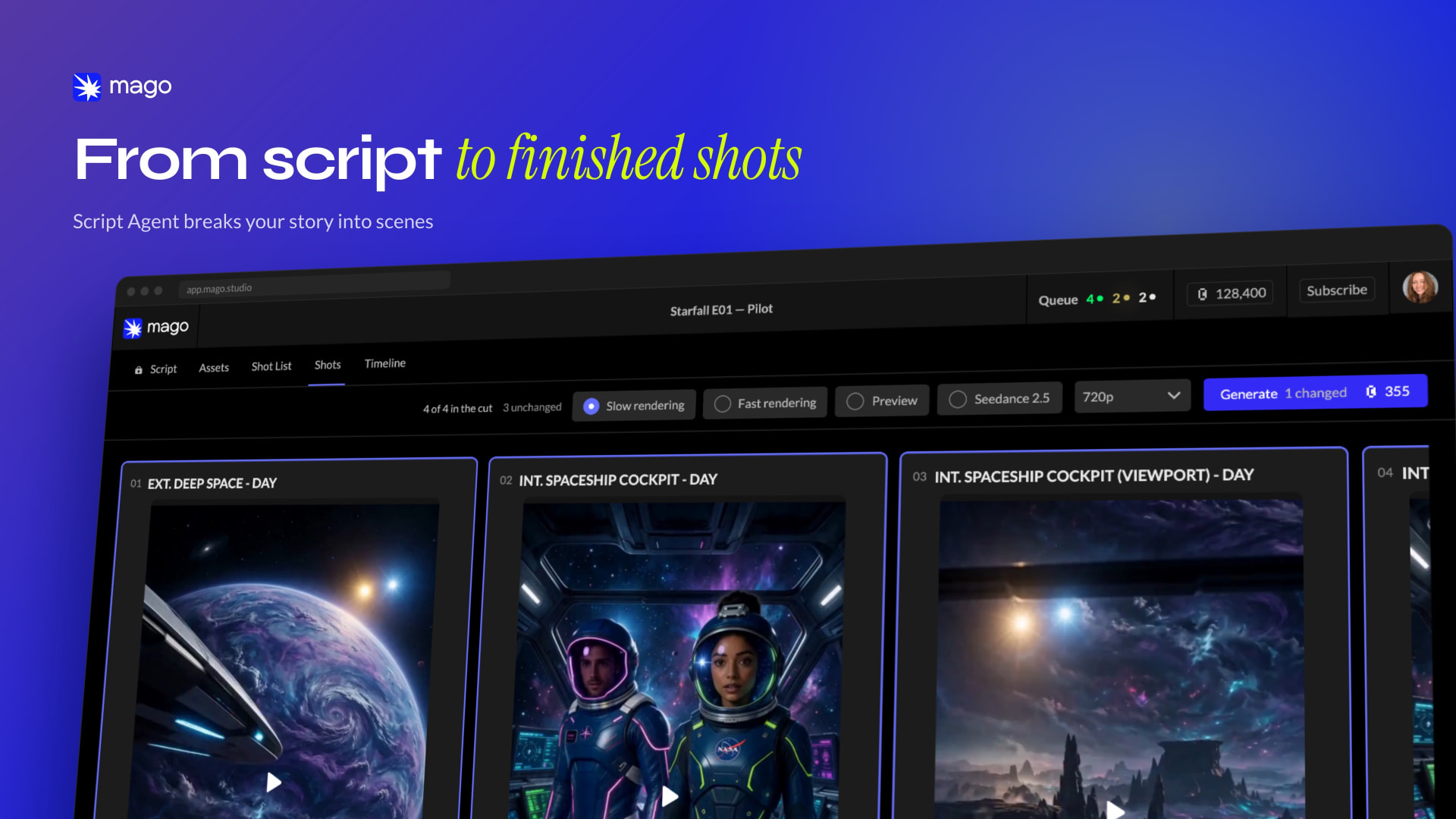 Mago Script Agent: from a script to finished shots