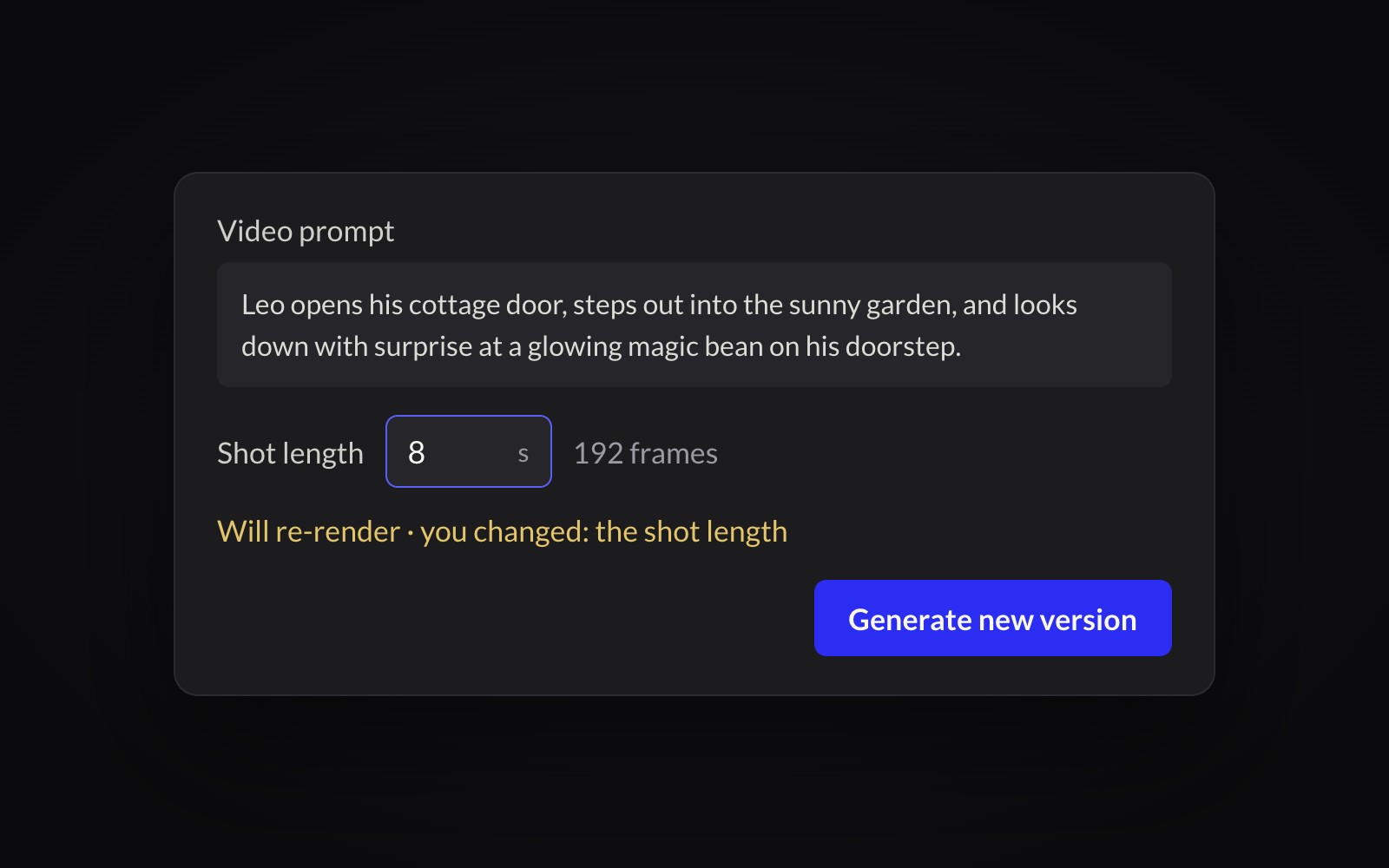 Re-render after changing the shot length